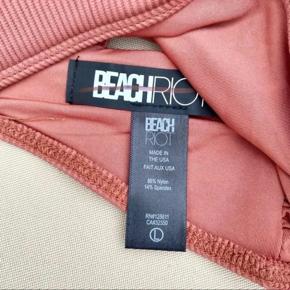 Free People x Beach Riot Ruffle Madeline Bikini Swim Top Large Pink - Picture 5 of 10